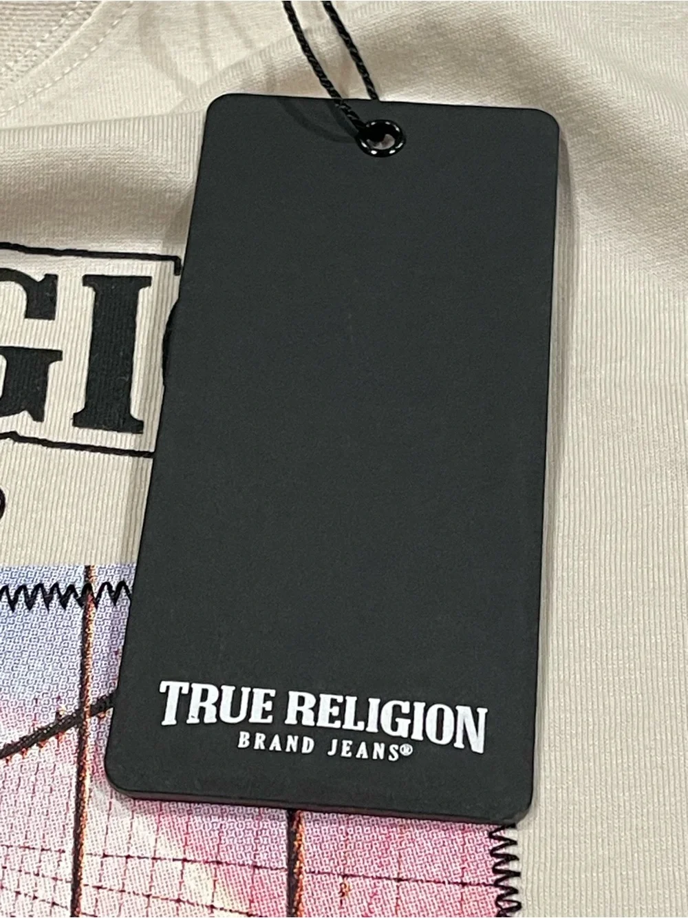 True Religion Brooklyn Graphic T-Shirt Boys Medium 10/12 NWT Cream Cotton Tee